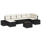 Garten-Sofa-Set mit Kissen 7 pcs Schwarz Poly-Rattan