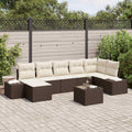 Garten-Sofa-Set mit Kissen mit Speicher 7 pcs Braun Poly-Rattan