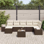 Garten-Sofa-Set mit Kissen mit Speicher 7 pcs Braun Poly-Rattan