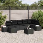 Garten-Sofa-Set mit Kissen 7 pcs Schwarz Poly-Rattan
