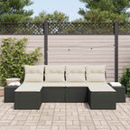 Garten-Sofa-Set mit Kissen 4 pcs Schwarz und Creme Poly-Rattan