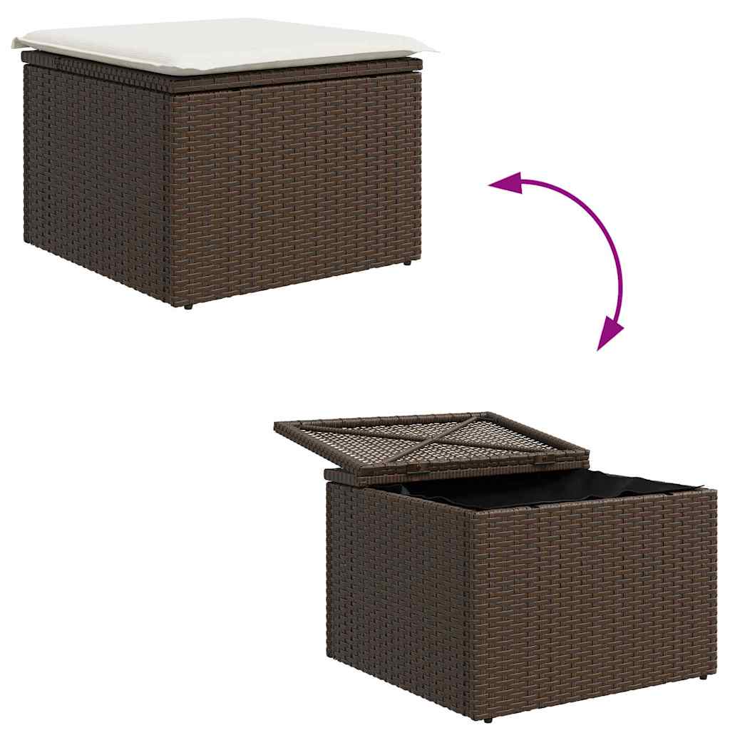 Garten-Sofa-Set mit Kissen 4 pcs Braun und Creme Poly-Rattan