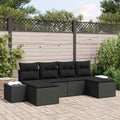 Garten-Sofa-Set mit Kissen 4 pcs Schwarz Poly-Rattan