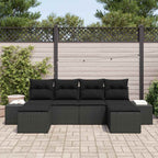Garten-Sofa-Set mit Kissen 4 pcs Schwarz Poly-Rattan