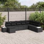Garten-Sofa-Set mit Kissen 8 pcs Schwarz Poly-Rattan