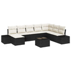 Garten-Sofa-Set mit Kissen 8 pcs Schwarz und Creme Poly-Rattan