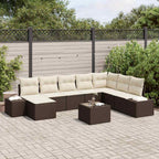 Garten-Sofa-Set mit Kissen 8 pcs Braun und Creme Poly-Rattan