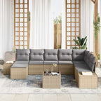 Garten-Sofa-Set mit Kissen 8 pcs Beige und Hellgrau Poly-Rattan