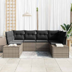 Gartensofa-set mit Speicher 6 pcs Grau Poly Rattan