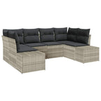 Gartensofa-set mit Speicher 6 pcs Hellgrau Poly Rattan