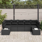 Gartensofa-set mit Speicher 7 pcs Schwarz Poly Rattan