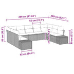 Gartensofa-set mit Kissen 9 pcs Schwarz und Creme Polyrattan