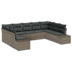 Gartensofa-set mit Kissen 9 pcs Grau Polyrattan