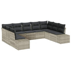 Gartensofa-set mit Kissen 9 pcs Hellgrau Polyrattan