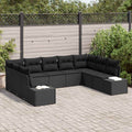 Gartensofa-set mit Kissen 9 pcs Schwarz Polyrattan