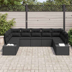 Gartensofa-set mit Kissen 9 pcs Schwarz Polyrattan