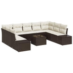 Gartensofa-set mit Kissen 9 pcs Braun und Creme Polyrattan
