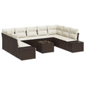 Gartensofa-set mit Kissen 9 pcs Braun und Creme Polyrattan