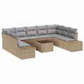 Gartensofa-set mit Kissen 9 pcs Beige und Hellgrau Polyrattan