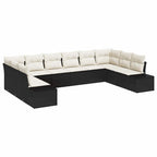 Gartensofa-set mit Kissen 10 pcs Schwarz und Creme Polyrattan