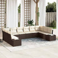 Gartensofa-set mit Kissen 10 pcs Braun und Creme Polyrattan