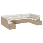 Gartensofa-set mit Kissen 10 pcs Beige und Creme Polyrattan