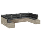 Gartensofa-set mit Kissen 10 pcs Hellgrau Polyrattan