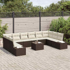 Gartensofa-set mit Kissen 10 pcs Braun und Creme Polyrattan