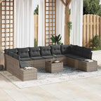 Gartensofa-set mit Kissen 10 pcs Grau Polyrattan