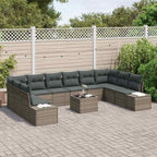 Gartensofa-set mit Kissen 10 pcs Grau Polyrattan