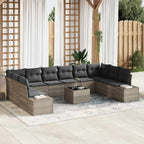 Gartensofa-set mit Kissen 10 pcs Hellgrau Polyrattan
