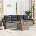 Gartensofa-set mit Speicher 5 pcs Grau Poly-Rattan