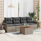 Gartensofa-set mit Speicher 5 pcs Grau Poly-Rattan