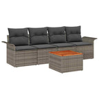 Gartensofa-set mit Speicher 5 pcs Grau Poly-Rattan