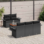 Gartensofa-set mit Speicher 6 pcs Schwarz Poly-Rattan