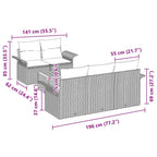 Gartensofa-set mit Speicher 6 pcs Schwarz Poly-Rattan