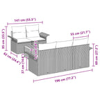 Gartensofa-set 6 pcs Schwarz und Türkis Poly-Rattan