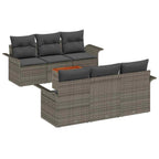 Gartensofa-set mit Speicher 7 pcs Grau Poly-Rattan