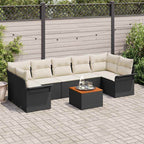 Gartensofa-set mit Speicher 8 pcs Schwarz und Creme Poly-Rattan
