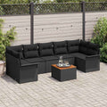 Gartensofa-set mit Speicher 8 pcs Schwarz Poly-Rattan