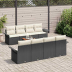 Gartensofa-set mit Speicher 9 pcs Schwarz und Creme Poly-Rattan