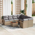 Gartensofa-set 9 pcs Beige und Hellgrau Poly-Rattan