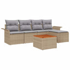 Gartensofa-set 6 pcs Beige und Hellgrau Poly-Rattan