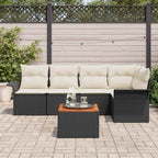 Gartensofa-set mit Speicher 6 pcs Schwarz und Creme Poly-Rattan