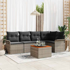 Gartensofa-set mit Speicher 6 pcs Grau Poly-Rattan
