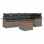 Gartensofa-set mit Speicher 6 pcs Grau Poly-Rattan