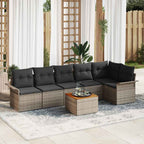 Gartensofa-set mit Speicher 7 pcs Grau Poly-Rattan
