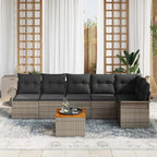 Gartensofa-set mit Speicher 7 pcs Grau Poly-Rattan