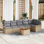 Gartensofa-set 7 pcs Beige und Hellgrau Poly-Rattan