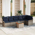 Gartensofa-set 7 pcs Grau und Marineblau Poly-Rattan
